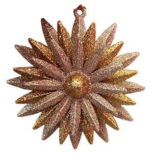 Gold & Silver Glitter Daisy Ornament With Hanging Loop Double-Sided Design Spark